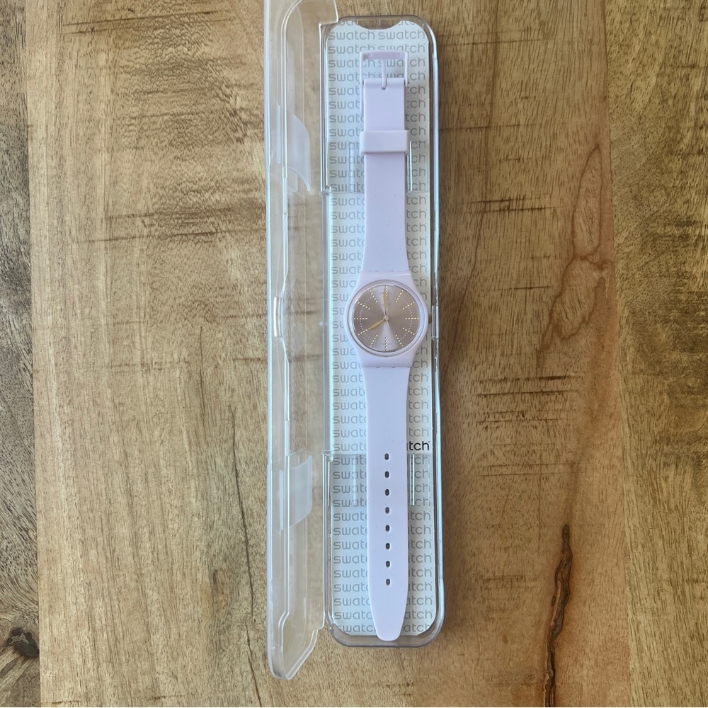 Swatch GUIMAUVE GP148 Watch w/ Metallic Face & Light Pink Silicone Strap - Picture 11 of 11